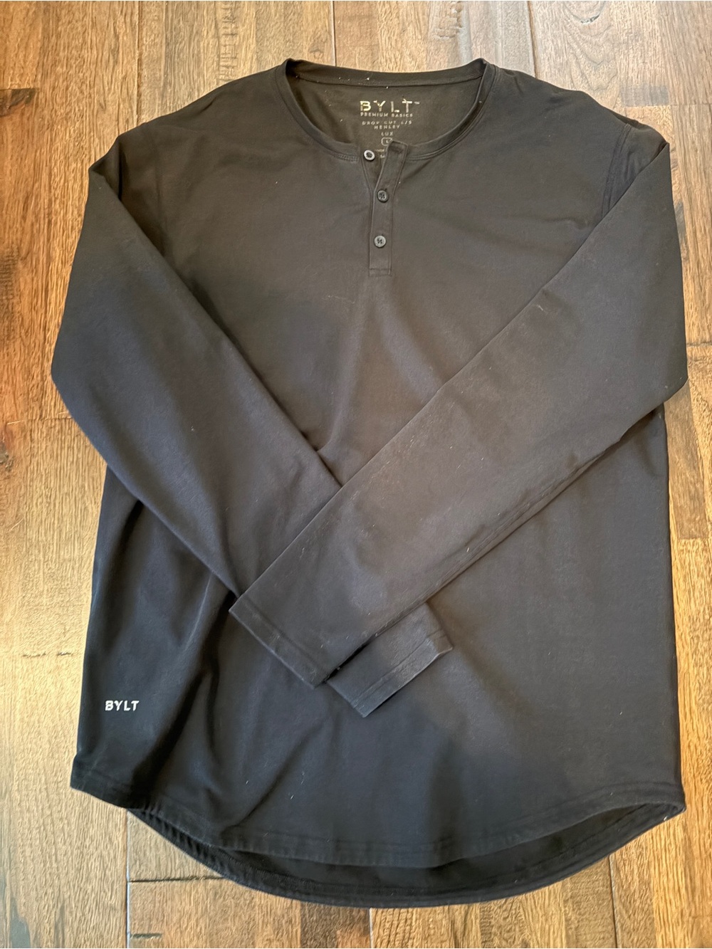 Men's BYLT Black Long-Sleeve Henley Shirt